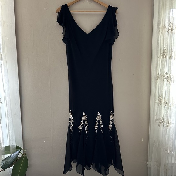 S.L. Fashions Dresses & Skirts - VTG SL Fashions Womens Y2K Midi Dress Size 8 Black Whimisgoth Forest Fairy Boho